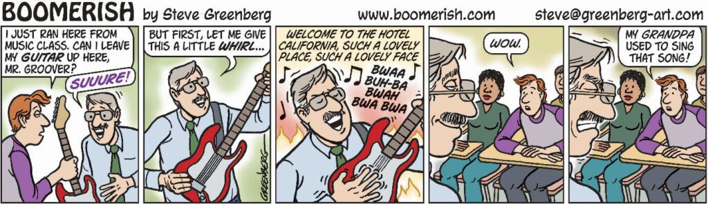 a cartoon of a man playing a guitar