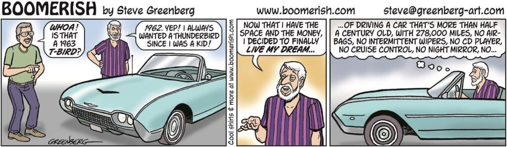 cartoon a cartoon of a man talking to a car
