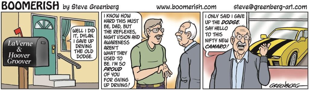 cartoon of a man talking to another man