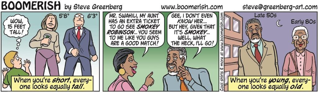 cartoon of a man and woman talking