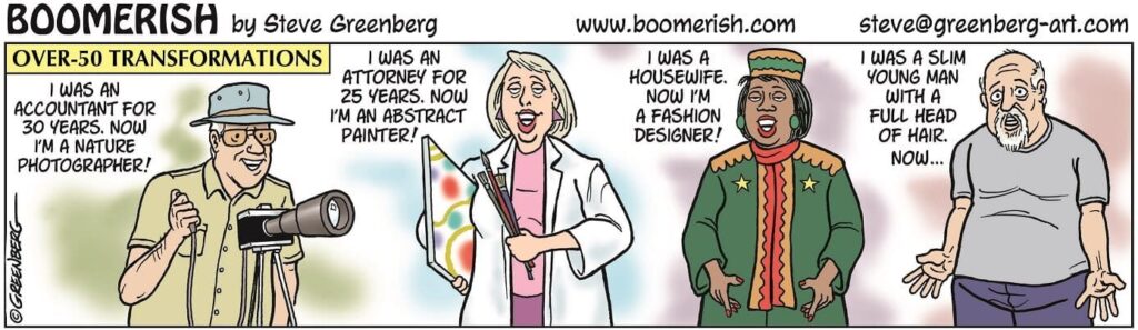 cartoon of a woman holding a painting and a painting