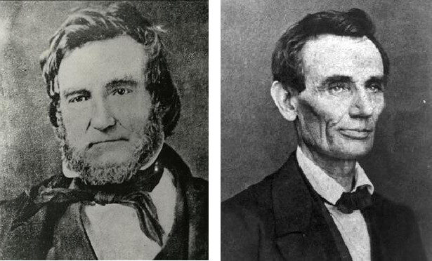 black and white images of two men including a young Abraham Lincoln